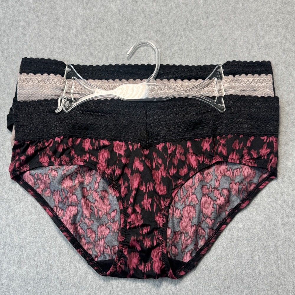Warners Hipster Panties 3 Pack Lace Trim Wide Waistband‎ Leopard Print Large